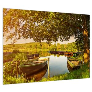 Nyári kép csónakok a tavon (Modern kép, Vászonkép, 70x50 cm)
