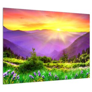 Hegyi tájkép napkeltekor (Modern kép, Vászonkép, 70x50 cm)