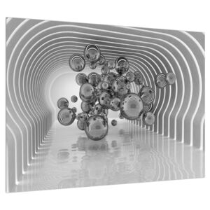 Absztrakt fekete-fehér kép-buborékok (Modern kép, Vászonkép, 70x50 cm)