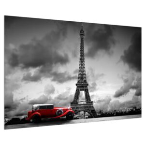 Eiffel torony és a piros autó (90x60 cm)