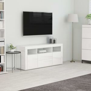 Magasfényű fehér forgácslap TV-szekrény 120 x 30 x 50 cm