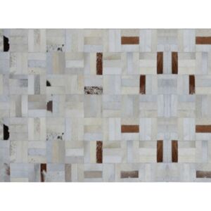 Luxus bőrszőnyeg, fehér|szürke|barna , patchwork, 120x180, bőr TIP 1