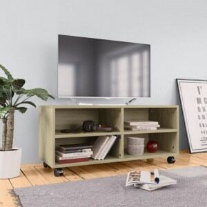 Sonoma színű forgácslap TV-szekrény görgőkkel 90 x 35 x 35 cm