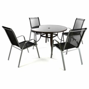 Kerti kézslet GARTHEN - 4 szék + asztal - fekete