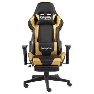 VidaXL aranyszínű PVC forgó gamer szék lábtartóval