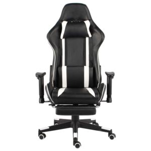 VidaXL fehér PVC forgó gamer szék lábtartóval