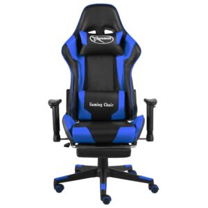 VidaXL kék PVC forgó gamer szék lábtartóval