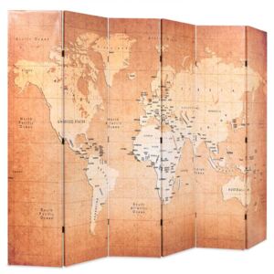 VidaXL sárga világtérkép mintás paraván 228 x 170 cm