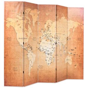 VidaXL sárga világtérkép mintás paraván 200 x 170 cm