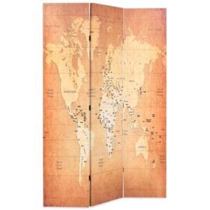 VidaXL sárga világtérkép mintás paraván 120 x 170 cm