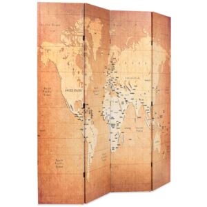 VidaXL sárga világtérkép mintás paraván 160 x 170 cm