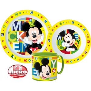Disney Mickey étkészlet, micro műanyag szett bögrével