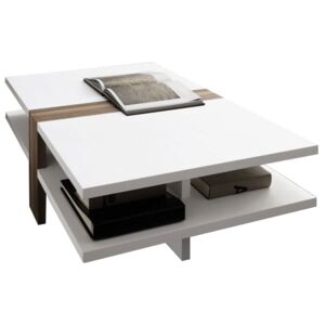 Konferencia asztal, fehér extra magas fényű HG/szilva, NAVIN
