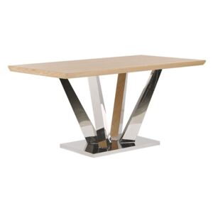 Modern Étkezőasztal Világos Fa és Ezüst Színben 160 x 90 cm BONAVENTURA