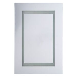 Fehér És Ezüst Fali Fürdőszoba Szekrény LED Tükörrel 40 x 60 cm MALASPINA