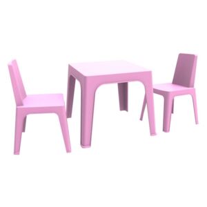 Julieta rózsaszín gyerek kerti bútor garnitúra, 1 asztal és 2 szék - Resol
