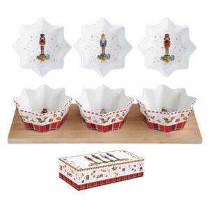 Karácsonyi mintás Porcelán tálka szett - Vintage Nutckrackers