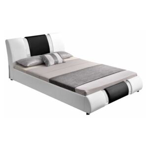 Modern ágy, fehér|fekete, 160x200, LUXOR