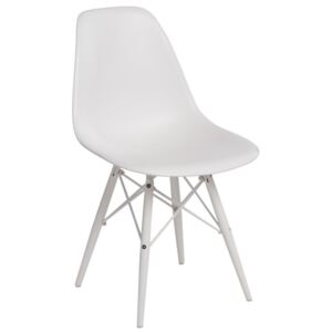 P016W PP szék fehér - fehér fa lábakkal