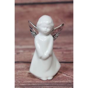 Kerámia angyal ezüst szárnyakkal (m. 9 cm) méret