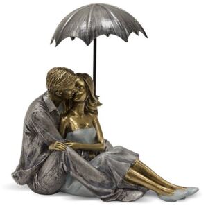 Egy pár egy esernyő - romantikus szobor - 18 cm