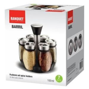 Banquet Barril forgó fűszertartó szett - 6 darab üvegtartóval