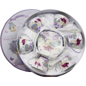 Levendulás porcelán teás csésze aljjal 250 ml - 6 személyes - Lavender Garden