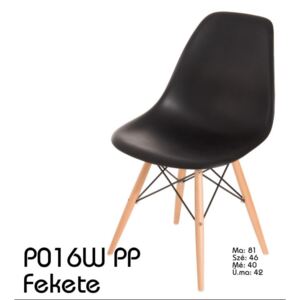 P016W PP szék fa lábakkal fekete