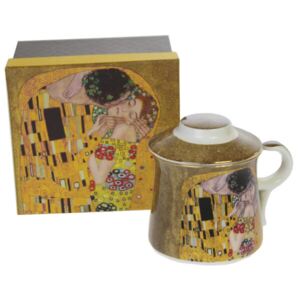 Klimt porcelán teásbögre tetővel és szűrővel - The Kiss