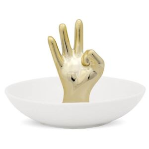 Kézfejes ékszertartó/gyűrűtartó tálka - porcelán