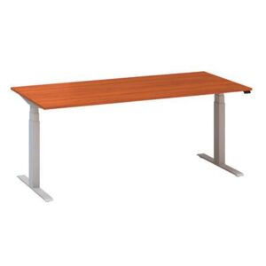 Alfa Up állítható magasságú irodai asztal szürke lábazattal, 180 x 80 x 61,5-127,5 cm, vadcseresznye mintázat