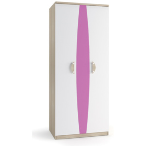 SPARTAN II SZ2D szekrény, sonoma tölgy/fehér, rózsaszín