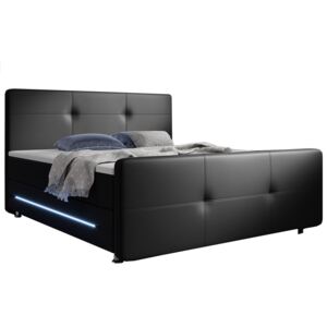 Rugós ágy Oakland 140 x 200 cm műbőr, matracokkal fekete színben