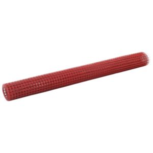 Piros PVC-bevonatú acél kockás drótháló 10 x 1,5 m