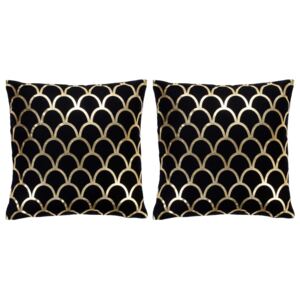 2 db fekete és arany fólia mintás pamut párna 40 x 40 cm
