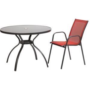 Kerti garnitúra fém/text ˝atlanta˝ 1 asztal + 4 szék