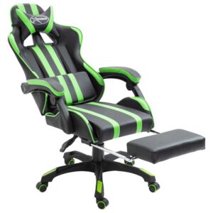 VidaXL zöld műbőr gamer szék lábtartóval