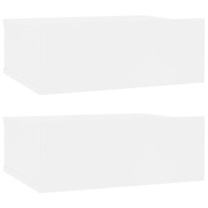 VidaXL 2 db fehér forgácslap úszó éjjeliszekrény 40 x 30 x 15 cm