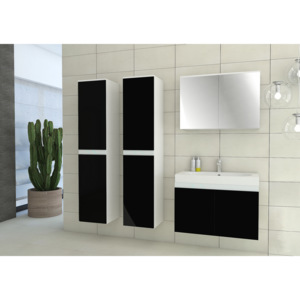 SIMBA fürdőszoba összeállítás + mosdó, fehér/magasfényű fekete