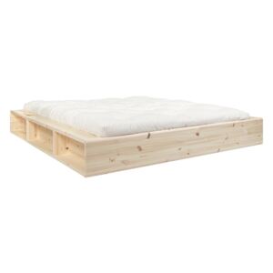 Kétszemélyes tömörfa ágy tárolóhellyel és Comfort futon matraccal, 140 x 200 cm - Karup Design