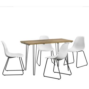 [en.casa]® Étkezőasztal Lancaster 120 x 60 x 77 cm 4 design étkezőszék konyhai asztal hajtűlábbal étkezőgarnitúra faszín/fehér