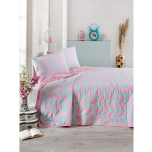 Pari kék-rózsaszín ágytakaró párnahuzattal franciaágyhoz, 200 x 220 cm