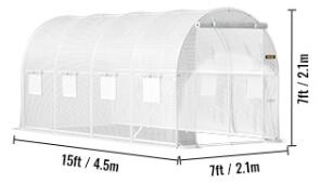 Üvegház, kerti sátor - fehér, 4,5x2x2m