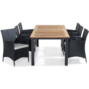 Asztal és szék garnitúra VG5522 Fekete + fehér + fa