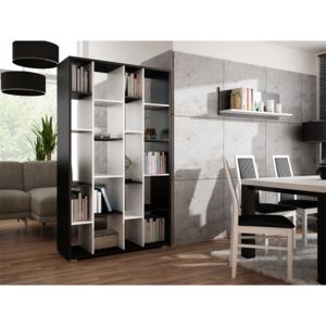 MEBLINE Könyves szekrény DOCO 4 fekete / fehér/ fekete