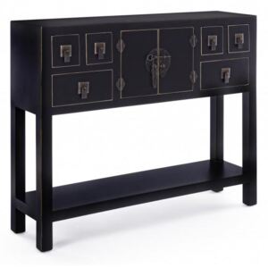 PECHINO fekete konzolasztal 2 ajtóval és 6 fiókkal