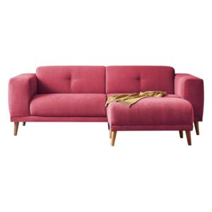 Luna piros háromszemélyes kanapé lábtartóval - Bobochic Paris