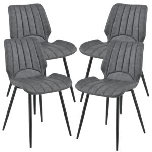 [en.casa]® Étkezőszék Pohorje 4 darabos párnázott műbőr design szék szett 77 x 57,5 x 46 cm sötétszürke