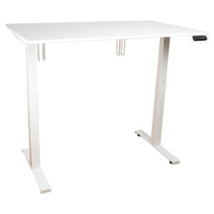 Elektromosan emelhető asztal alumínium lábszerkezettel, 160 cm, fehér asztallap