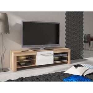 TV asztal/szekrény Flex (világos sonoma tölgy + fényes fehér)
